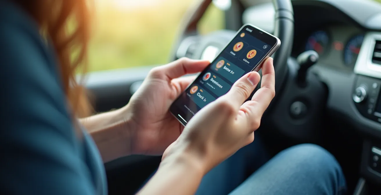 Mise en scène conceptuelle d’une interaction client fluide avec une application mobile de gestion de flotte